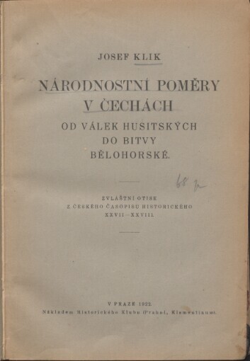 Národnostní poměry v Čechách od válek husitských do bitvy bělohorské