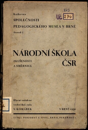 Národní škola ČSR: zkušenosti a směrnice