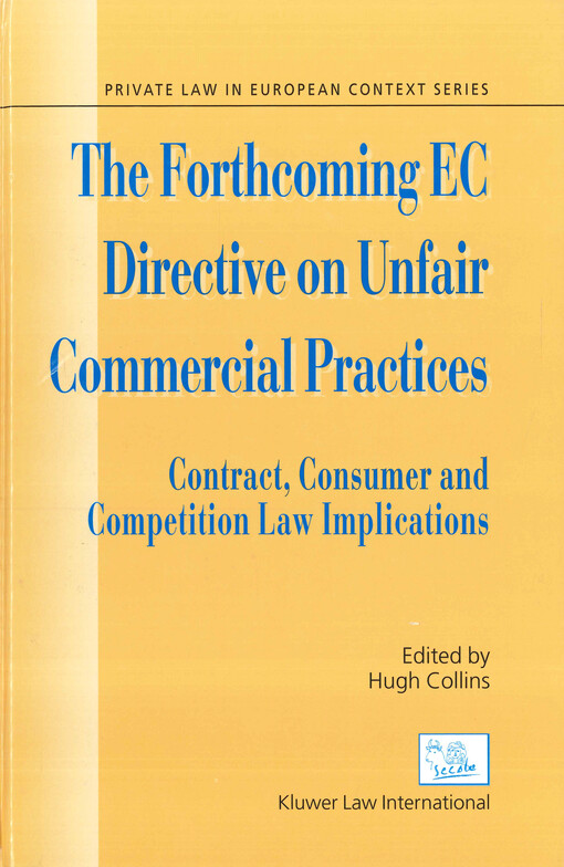 The forthcoming EC directive on unfair commercial practices