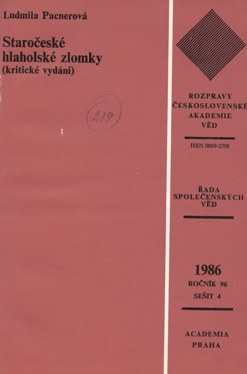 Staročeské hlaholské zlomky: (kritické vydání)