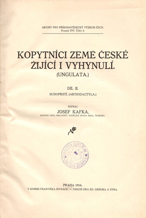 Kopytníci země české žijící i vyhynulí :Ungulata.