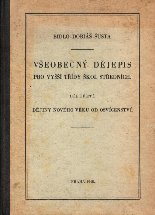 Všeobecný dějepis pro vyšší třídy škol středních