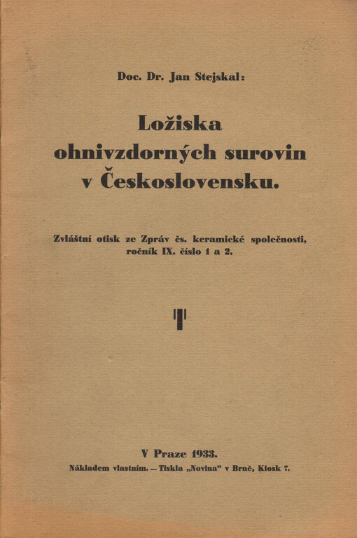 Ložiska ohnivzdorných surovin v Československu /