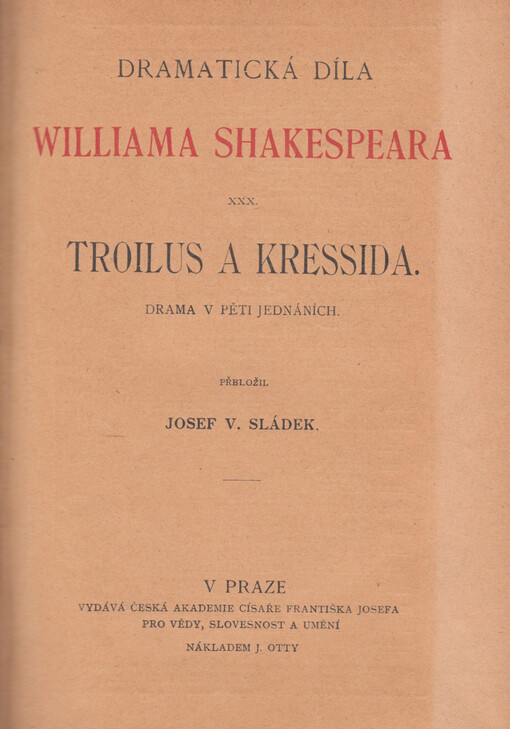 Troilus a Kressida: drama v 5 jednáních