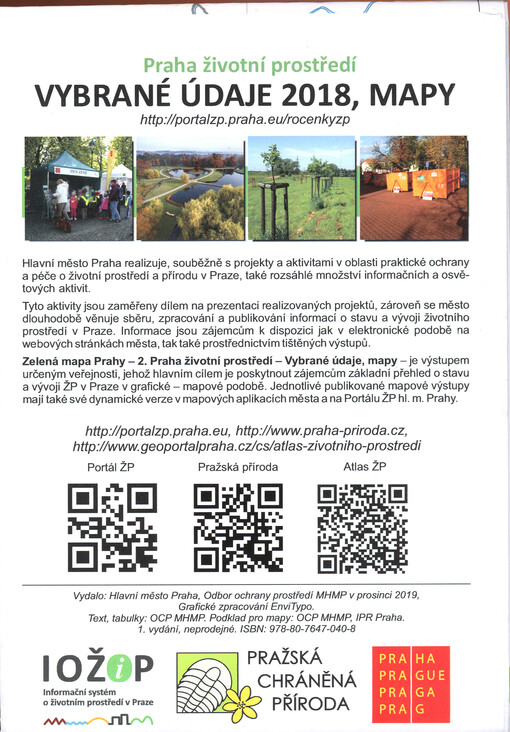 Praha - životní prostředí : vybrané údaje 2018, mapy
