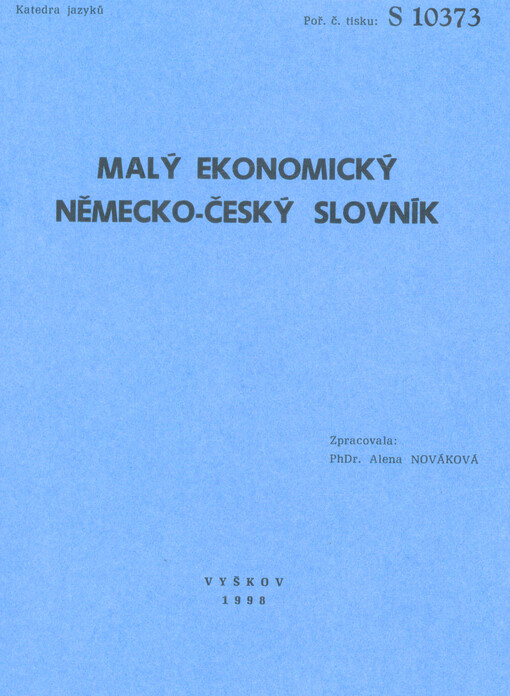 Malý ekonomický německo-český slovník
