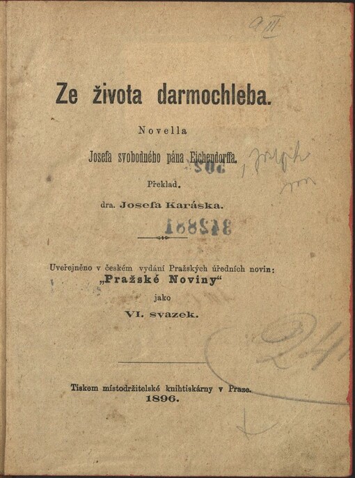 Ze života darmochleba: novella Josefa svobodného pána Eichendorffa