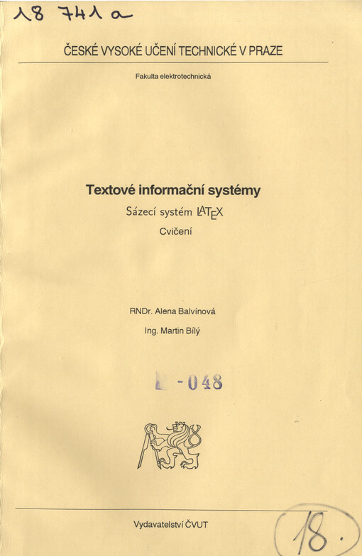 Textové informační systémy : sázecí systém LATEX : cvičení