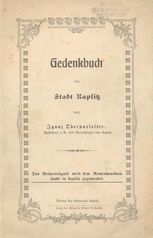 Gedenkbuch der Stadt Kaplitz