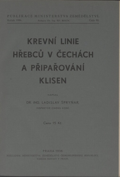 Krevní linie hřebců v Čechách a připařování klisen