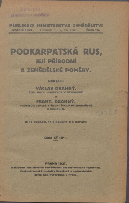Podkarpatská Rus, její přírodní a zemědělské poměry
