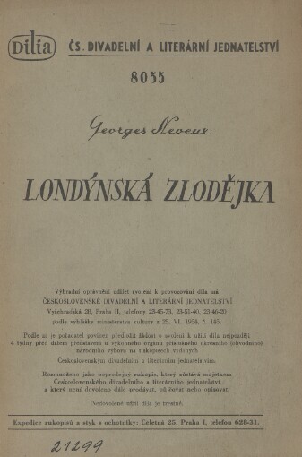 Londýnská zlodějka: komedie o 2 dějstvích