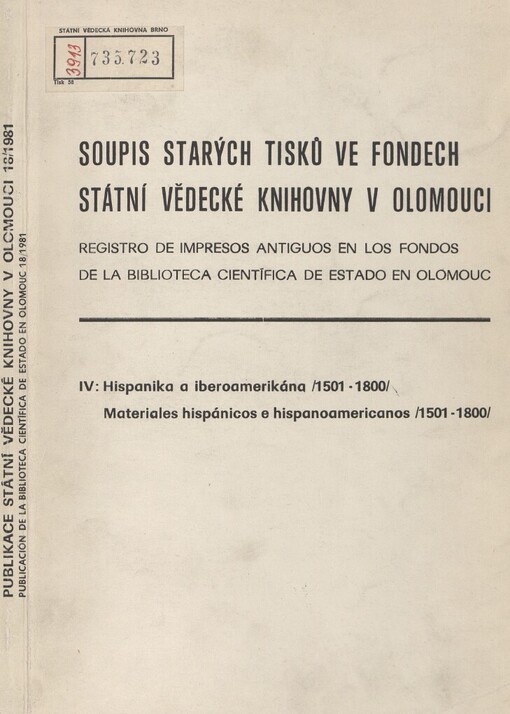 Soupis starých tisků ve fondech Státní vědecké knihovny v Olomouci