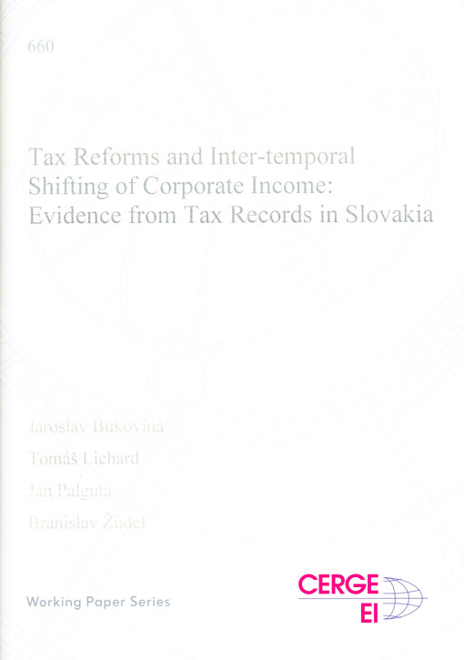 Tax reforms and inter-temporal shifting of corporate income : evidence from tax records in Slovakia