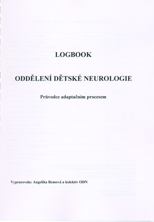 Logbook oddělení dětské neurologie : průvodce adaptačním procesem