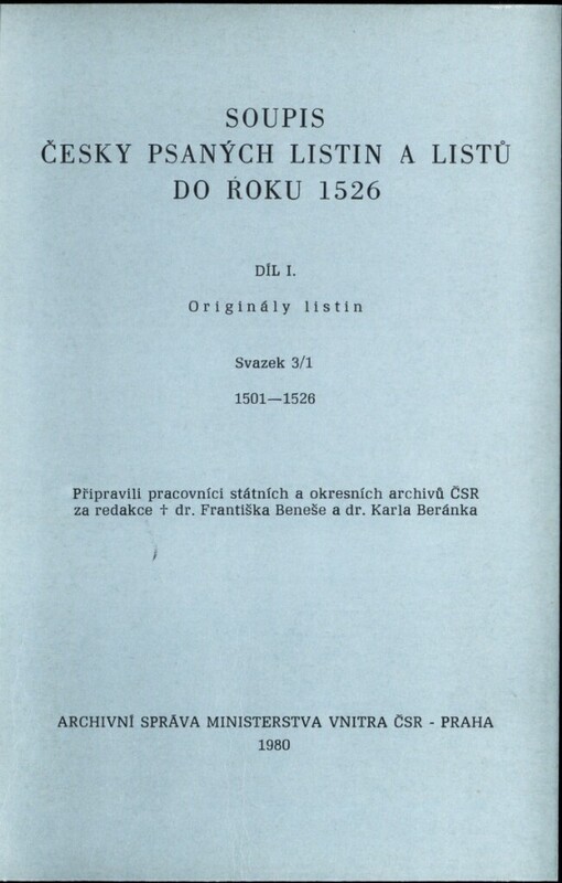 Soupis česky psaných listin a listů do roku 1526