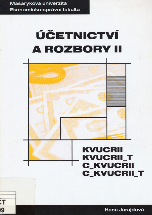 Účetnictví a rozbory II: distanční studijní opora
