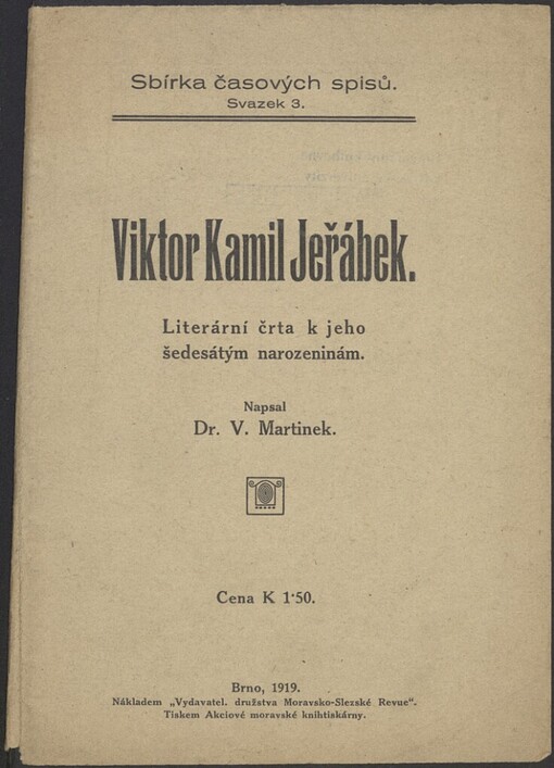Viktor Kamil Jeřábek: literární črta k jeho šedesátým narozeninám