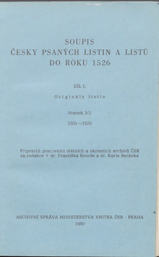Soupis česky psaných listin a listů do roku 1526