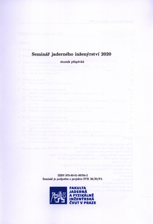 Seminář jaderného inženýrství 2020 : sborník příspěvků
