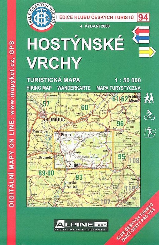 Hostýnské vrchy turistická mapa 1:50 000