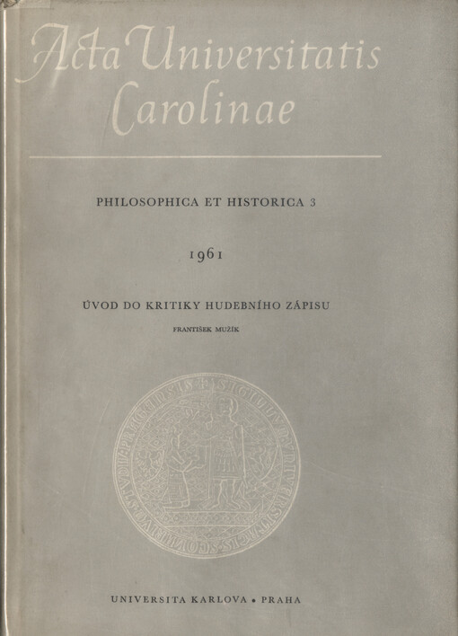 Úvod do kritiky hudebního zápisu