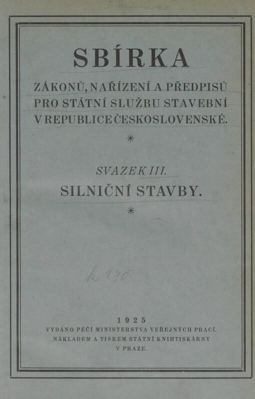Sbírka zákonů, nařízení a předpisů pro státní službu stavební v republice Československé