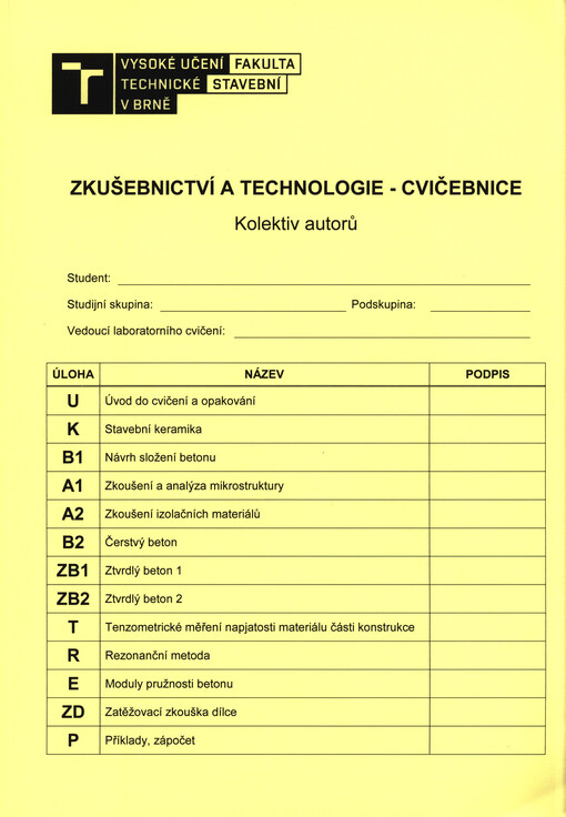Zkušebnictví a technologie - cvičebnice