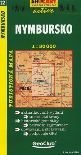 Nymbursko turistická mapa 1:50^000 : aktualizované vydání, turistické trasy, historické památky, přírodní zajímavosti, ubytování a stravování, podporuje GPS