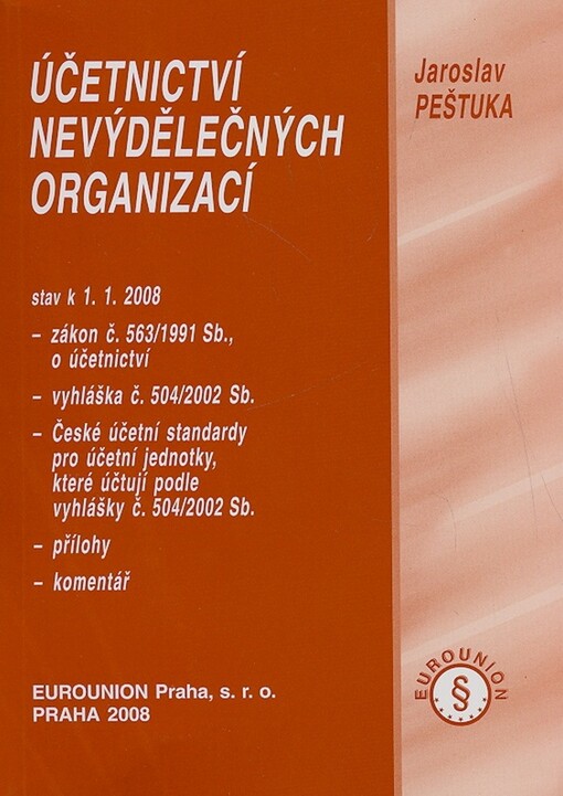 Účetnictví nevýdělečných organizací : stav k 1.1.2008