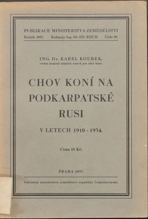 Chov koní na Podkarpatské Rusi v letech 1910-1934