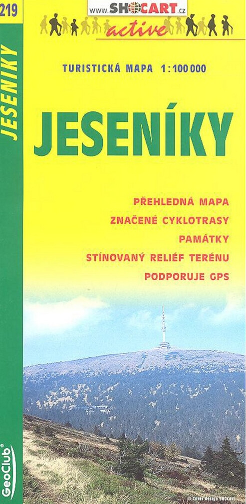 Jeseníky turistická mapa 1:100 000 : přehledná mapa, dálkové cyklotrasy, památky, stínovaný reliéf terénu, podporuje GPS