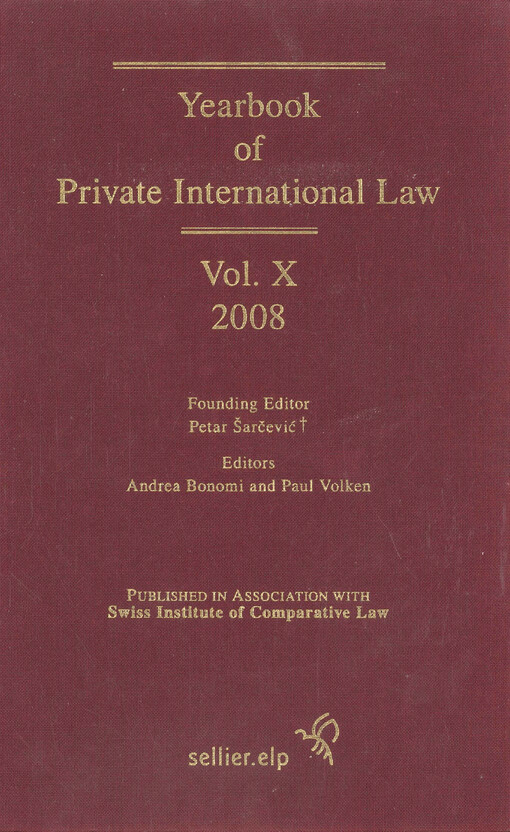 Yearbook of private international law. Volume X - 2008
