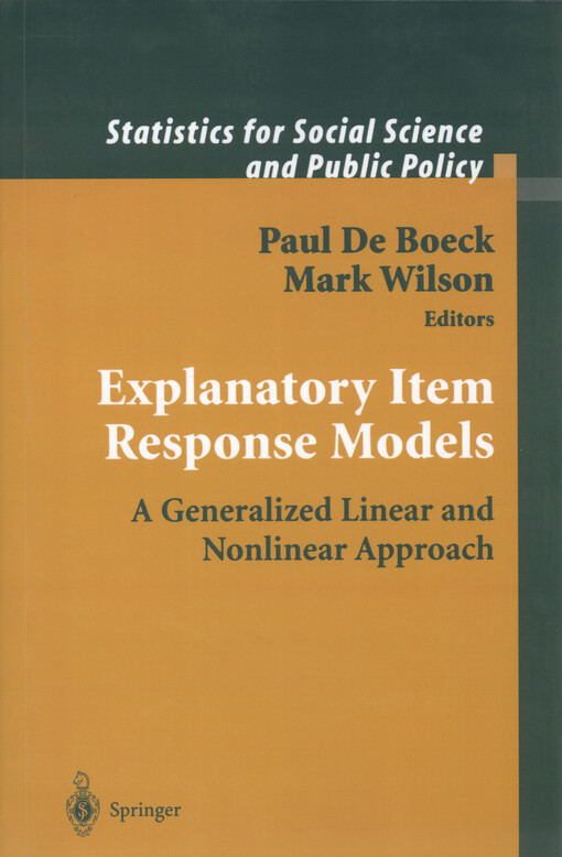 Explanatory item response models : a generalized linear and nonlinear approach : with 50 figures