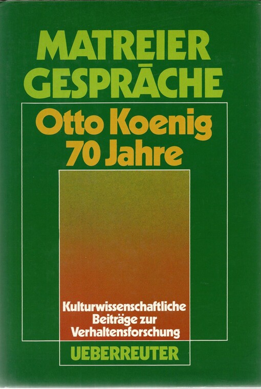 Otto Koenig, 70 Jahre (German Edition)