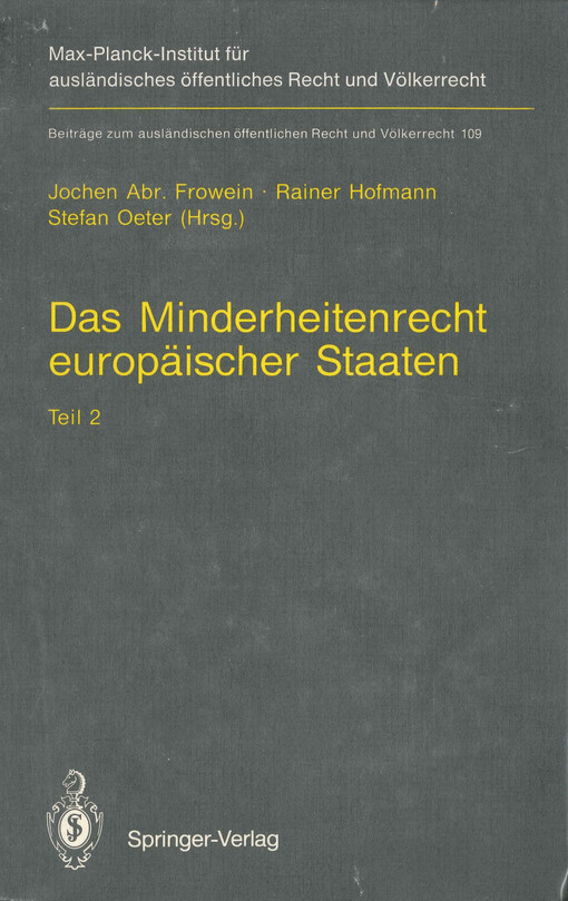 Das Minderheitenrecht europäischer Staaten. Teil 2