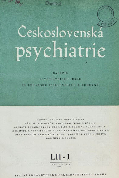Československá psychiatrie : časopis Psychiatrické společnosti