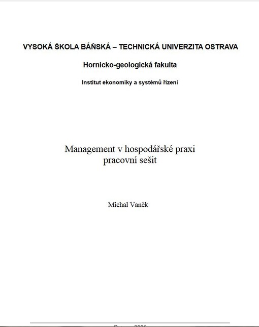 Management v hospodářské praxi : pracovní sešit