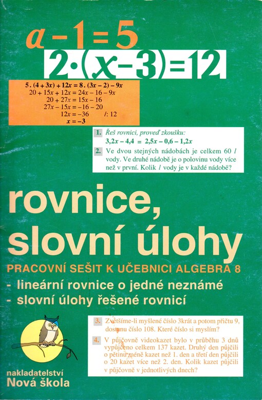 Rovnice, slovní úlohy : pracovní sešit k učebnici Algebra 8