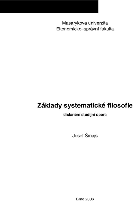Základy systematické filosofie: distanční studijní opora