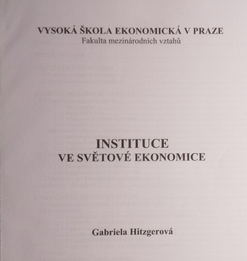 Instituce ve světové ekonomice