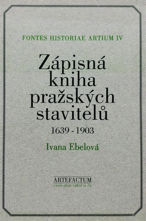 Zápisná kniha pražských stavitelů 1639-1903