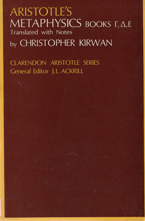 Aristotle's Metaphysics : books Γ, Δ, and Ε