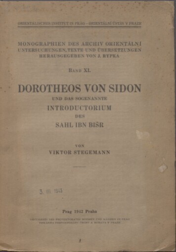 Dorotheos von Sidon und das sogenannte Introductorium des Sahl ibn Bišr