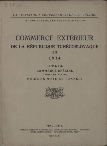 Commerce extérieur de la République Tchécoslovaque en 1934
