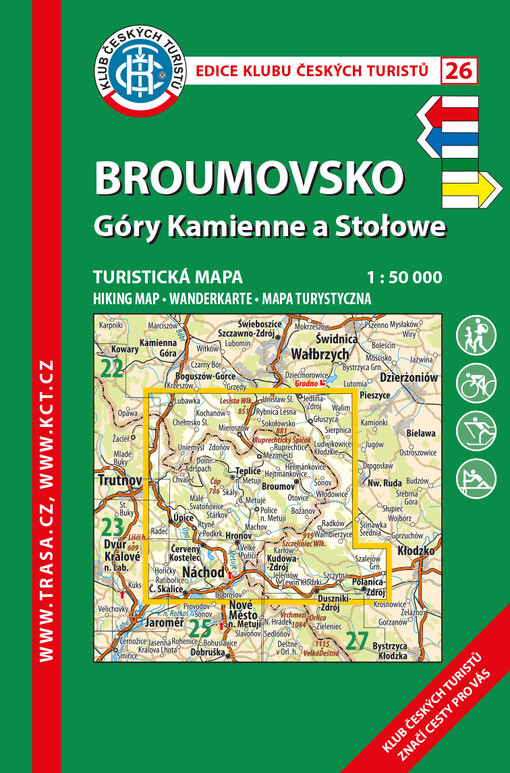 Broumovsko, Góry Kamienne a Stołowe turistická mapa