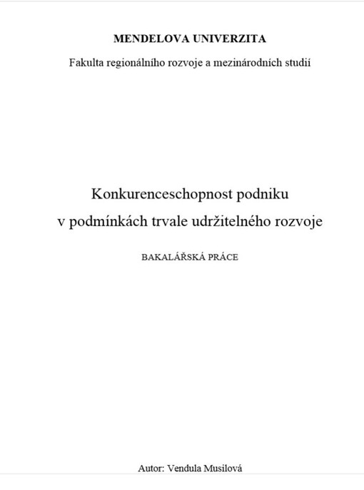 Konkurenceschopnost podniků v kontextu trvale udržitelného rozvoje : Liberec, 23. a 24. listopadu 2006