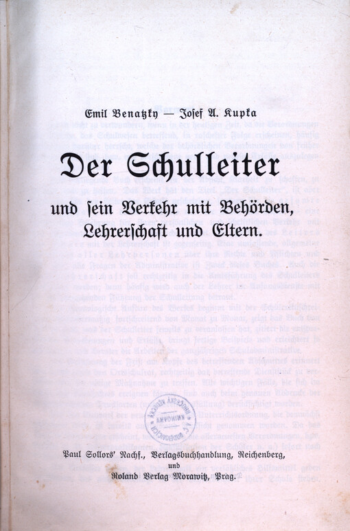 Der Schulleiter und sein Verkehr mit Behörden, Lehrerschaft und Eltern