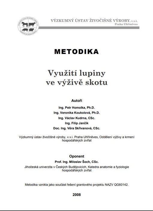 Využití lupiny ve výživě skotu