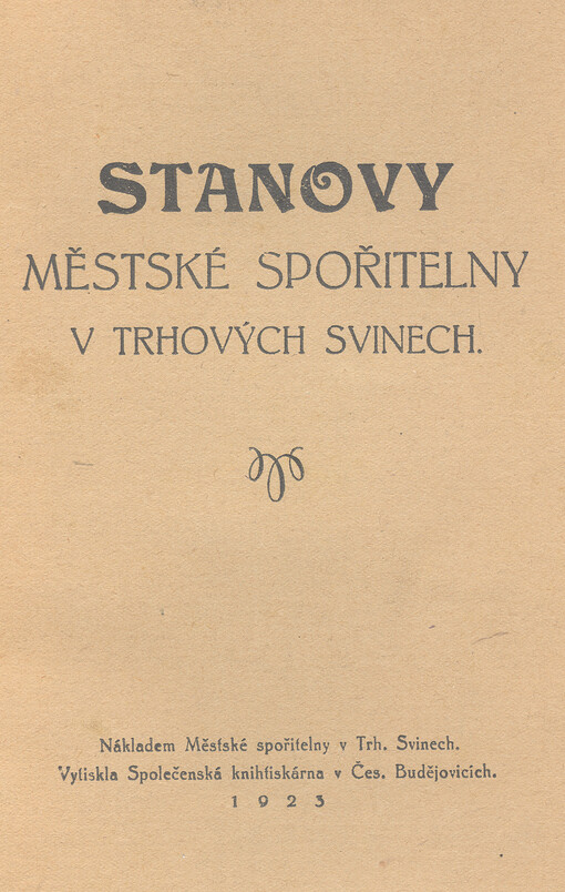 Stanovy Městské spořitelny v Trhových Svinech